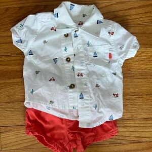 Carter’s Baby Boy Newborn White and Red Shirt Set